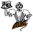 Drawing of a medieval serving woman carrying three steins of beer